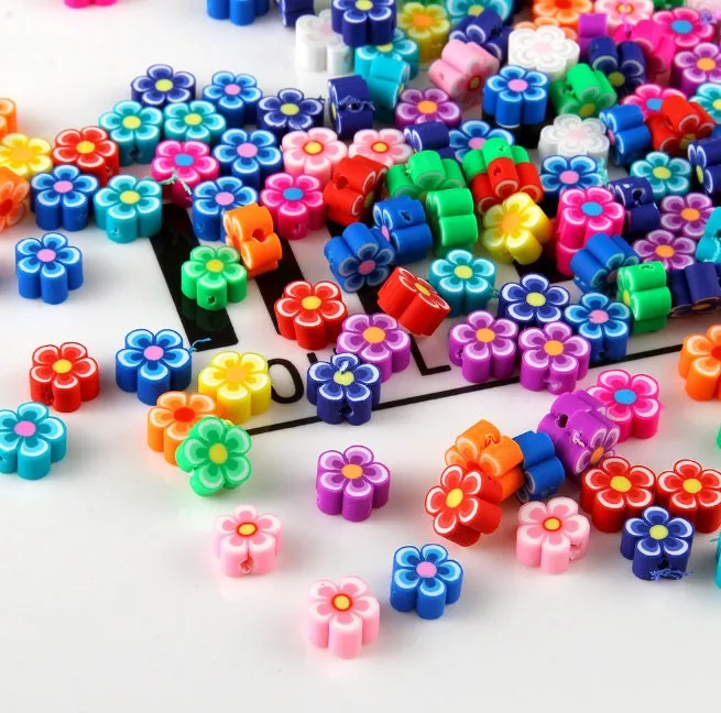 100 Colorful Flowers Spacer Beads - Flower Beads, Tiny Flower Charm - Necklace Bracelet Earrings Charm Jewelry Making Finding Craft Supplies