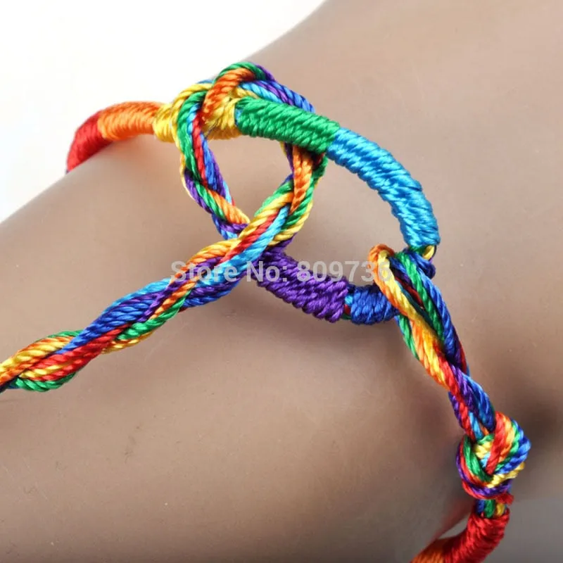 10Pcs Handmade Braided Bohemian Colorful Rainbow Rope Bracelets