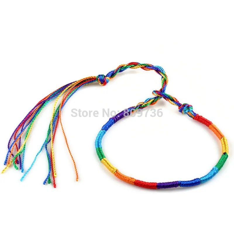 10Pcs Handmade Braided Bohemian Colorful Rainbow Rope Bracelets