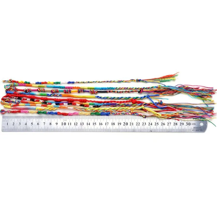 10Pcs Handmade Braided Bohemian Colorful Rainbow Rope Bracelets