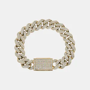 13MM Diamond Miami Cuban Bracelet with Diamond Lock