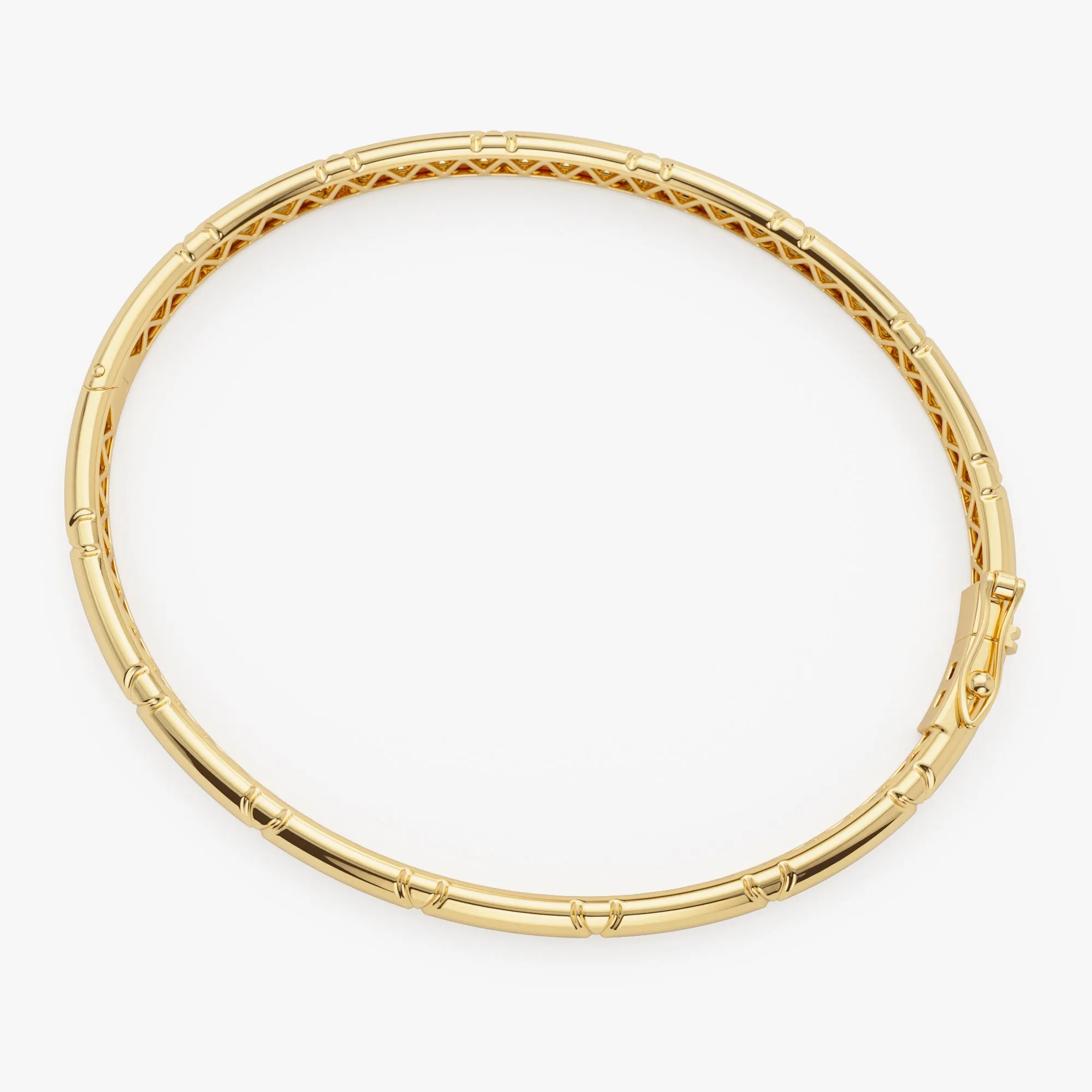 14K 4MM Dome X Cut Design Gold Bangle