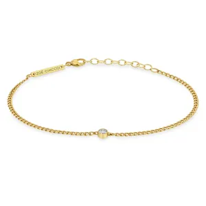 14k Diamond Bezel Extra Small Curb Chain Bracelet