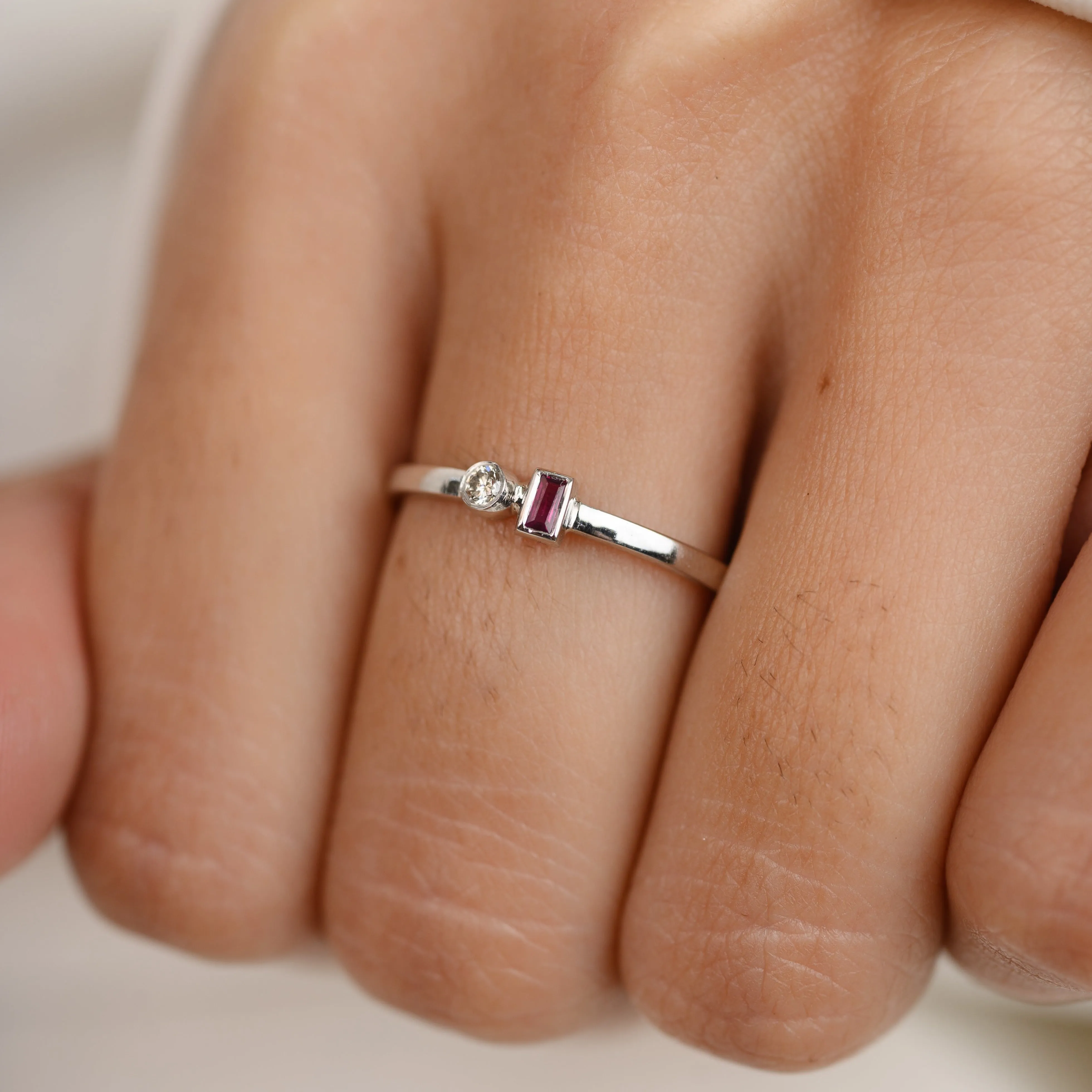 14K Gold Ruby Diamond Toi Et Moi Ring