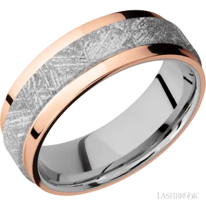 14K Rose Gold with Polish Finish and Meteorite Inlay and 14K White Gold - 7MM