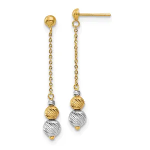 14k Two Tone Gold Textured Dangle Earrings