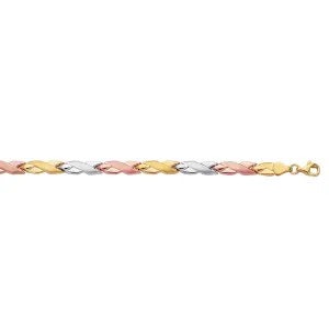 14k Yellow And White Gold Hugs And Kisses  Link Bracelet, 7,25"