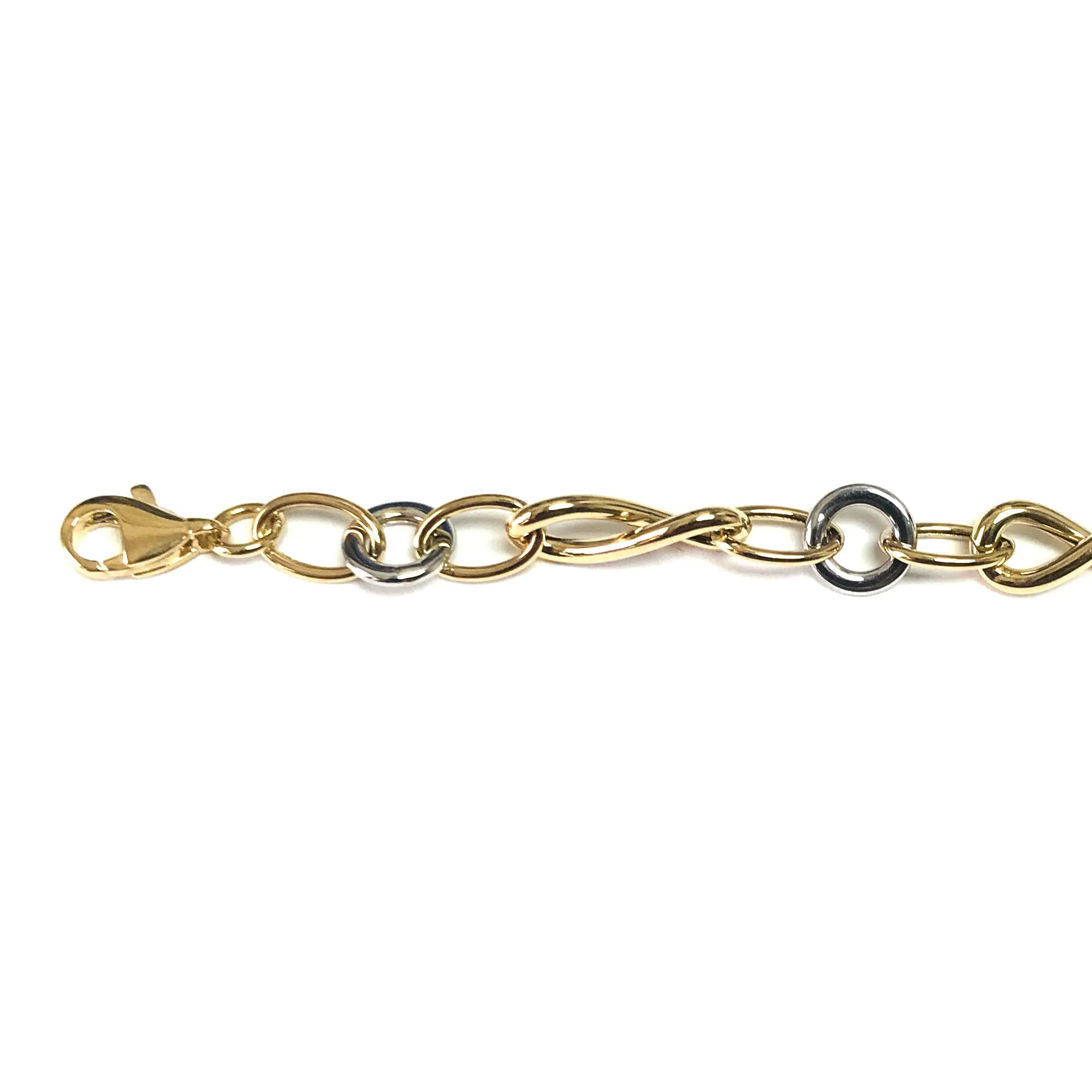 14k Yellow And White Gold Oval And Infinity Links Bracelet, 7,5"