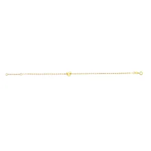 14k Yellow Gold Heart Charm Fancy Bracelet, 7"