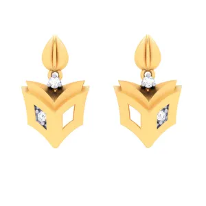 18k Book-shaped Gold & Diamond Drop Earrings From Diamond Collection