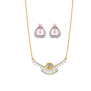 18k Exquisite Diamond Necklace Earrings Set