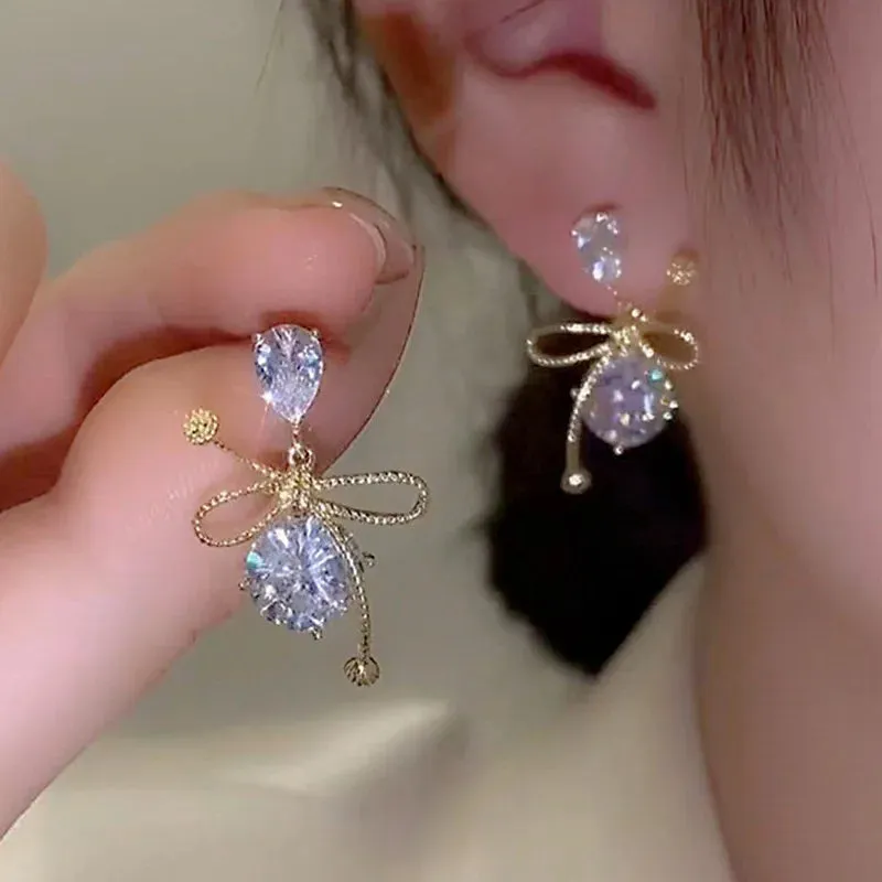 2023 New Fashion Unique Design Elegant Exquisite Light Luxury Zircon C Earrings Women Jewelry Party High-grade Gift Wholesale