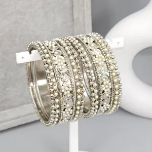 6 Pcs Polki Pearls Bangle set