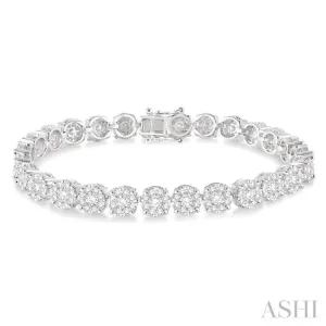 7 Ctw Round Cut Diamond Lovebright Tennis Bracelet in 14K White Gold