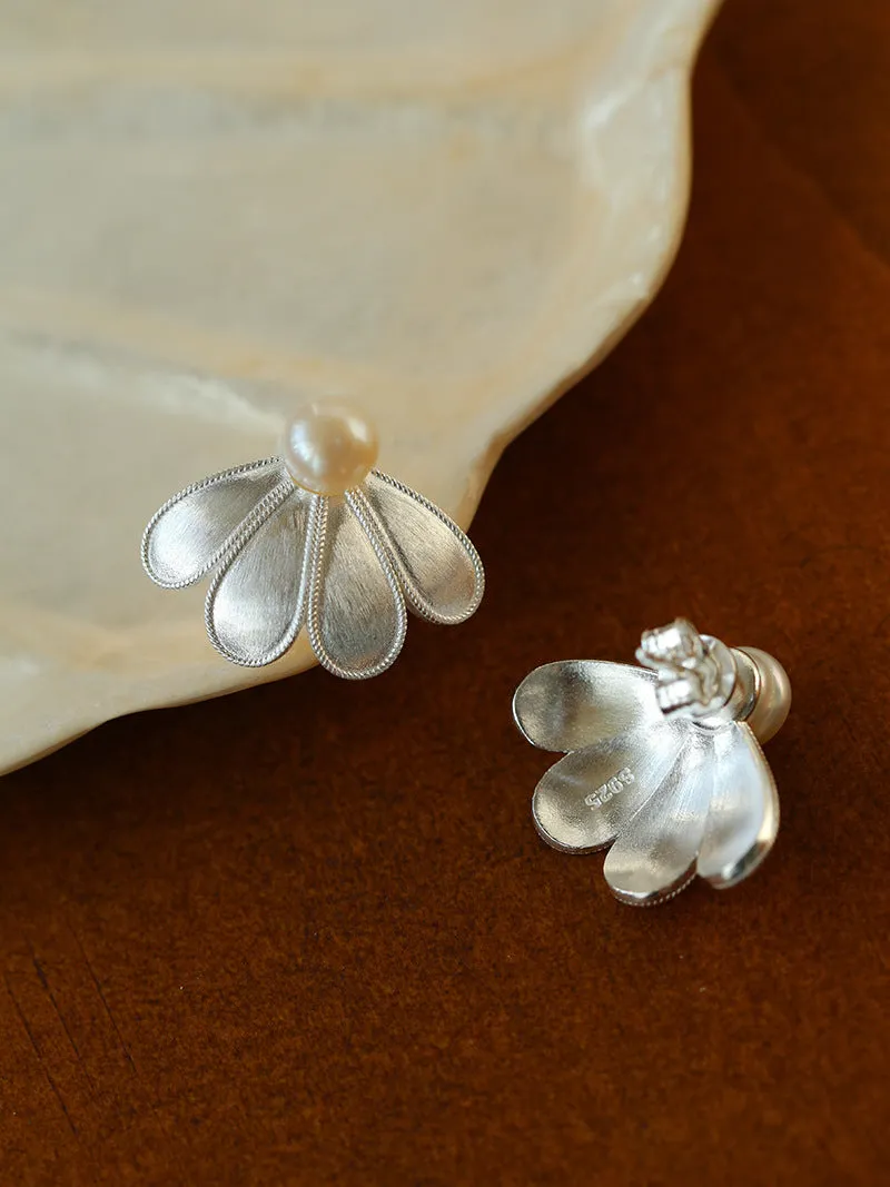 925 Silver Soma Flower Pearls Earrings