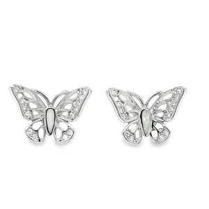 A806 Butterfly with opal stone Post Earrings