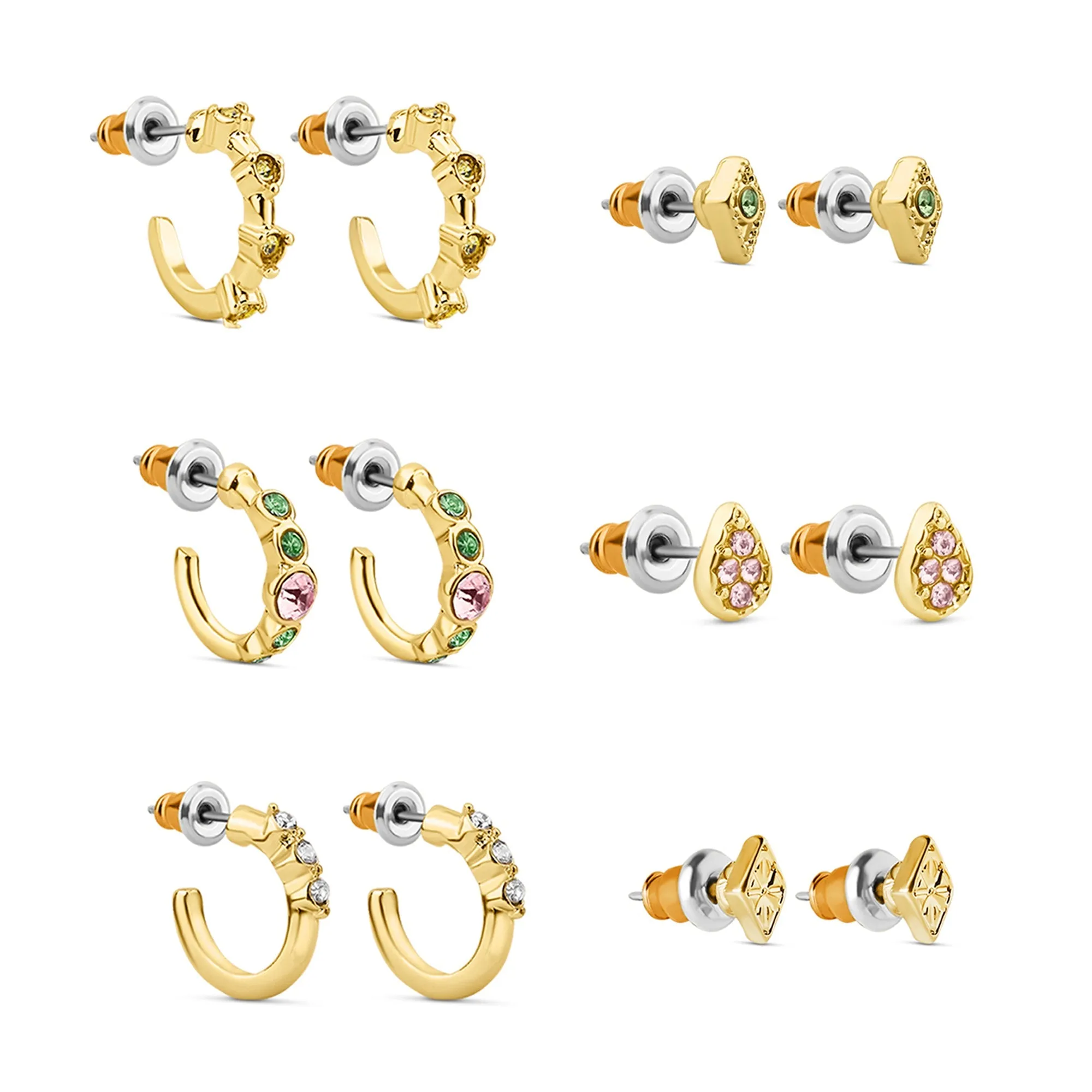 Accessorize London Women's Pretty Stud And Hoop Earrings Set Of 6