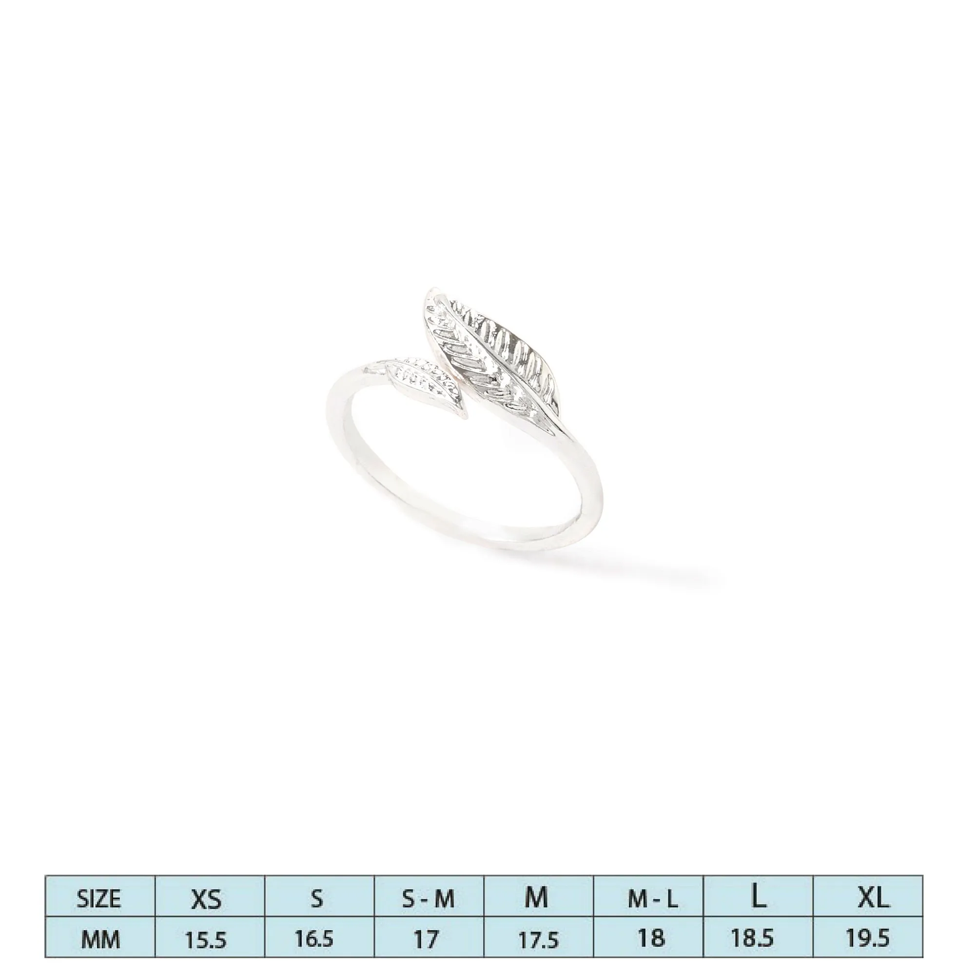 Accessorize London Women's Silver set of 2 Leaf Wrap Ring-Medium