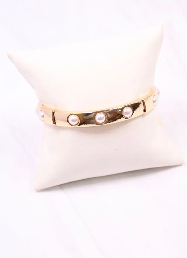 Addy Stretch Bracelet with Pearls GOLD