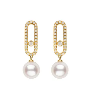 Akoya & Diamond Link Earrings