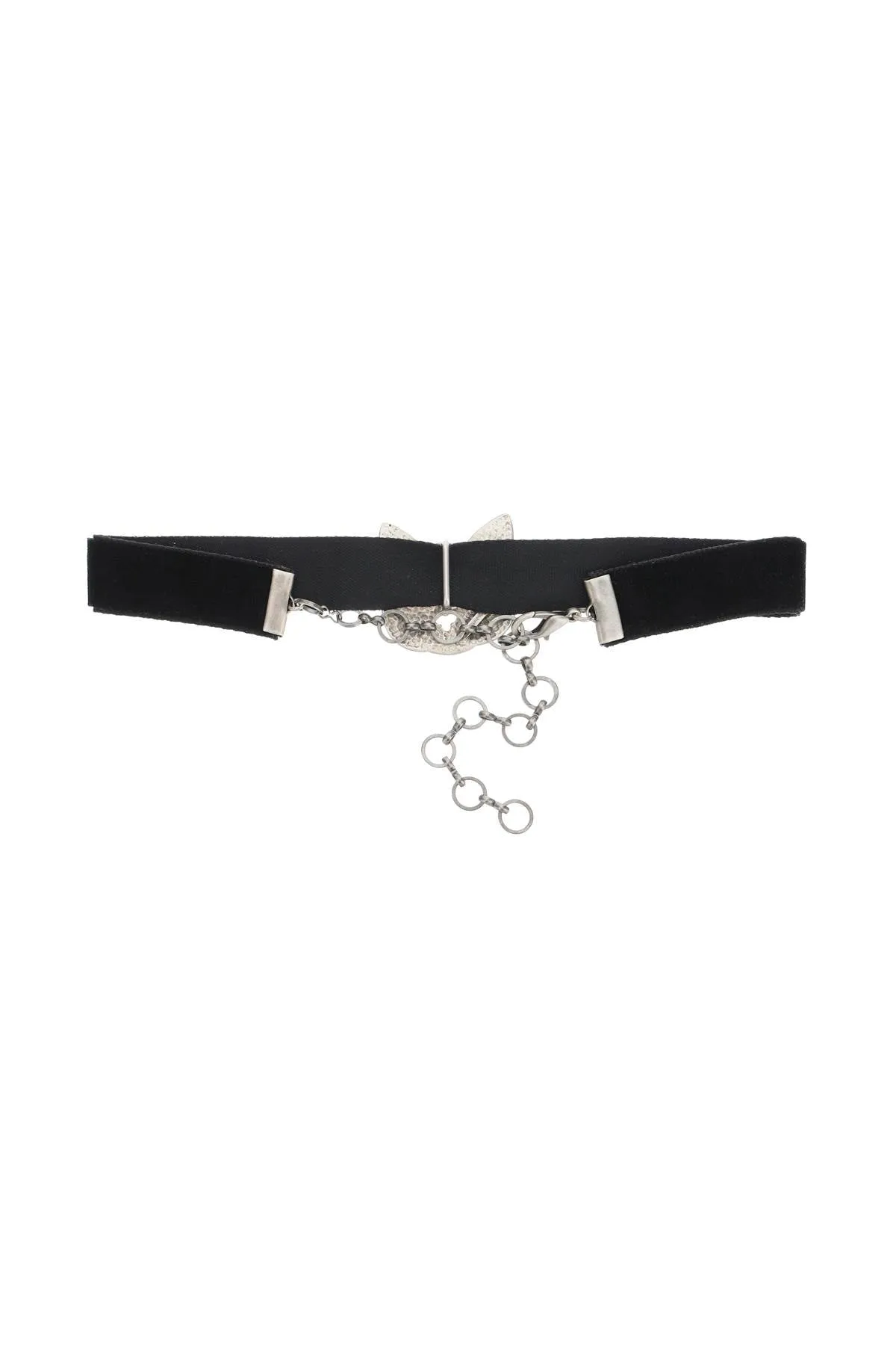 Alessandra Rich Velvet Crystal Embellished Choker Necklace