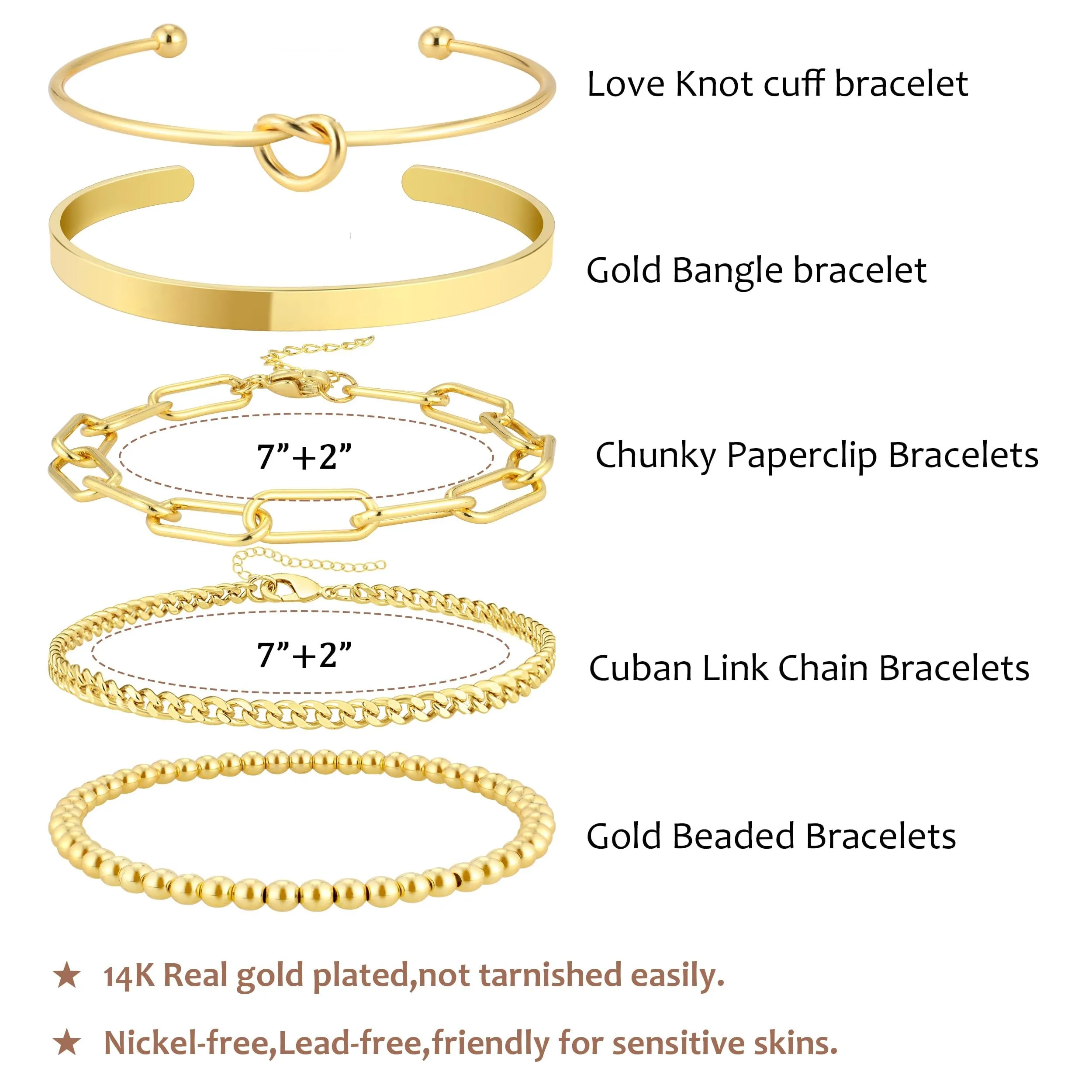 AOZEL Gold Bangle Bracelet Stack for Women Trendy 14K Gold Plated Brass Cuff Bracelet Set for Women Non Tarnish Bracelets Jewelry Gifts Accessories for Women