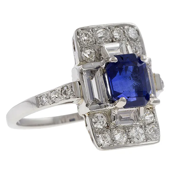 Art Deco Sapphire & Diamond Dinner Ring