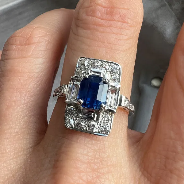 Art Deco Sapphire & Diamond Dinner Ring