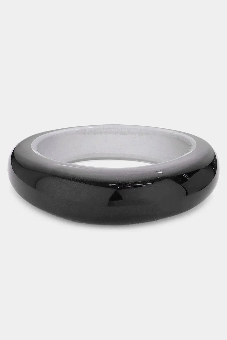 Asymmetrical Pearly Black Resin Bangle