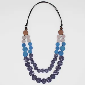 Azure Elegance Double Strand Statement Necklace