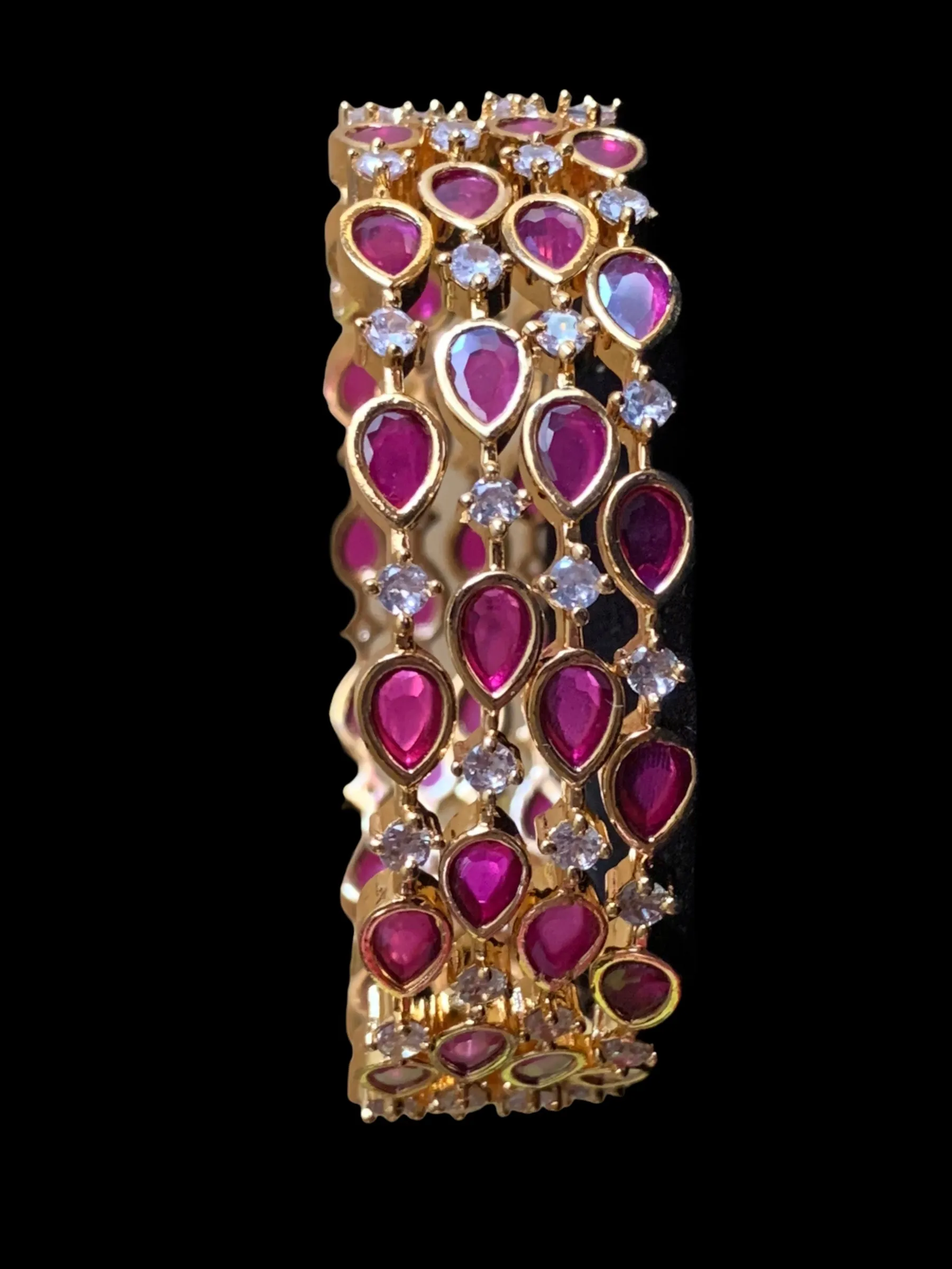 B122 cz bangles - set of 4  - Ruby ( SHIPS IN 4 WEEKS  )