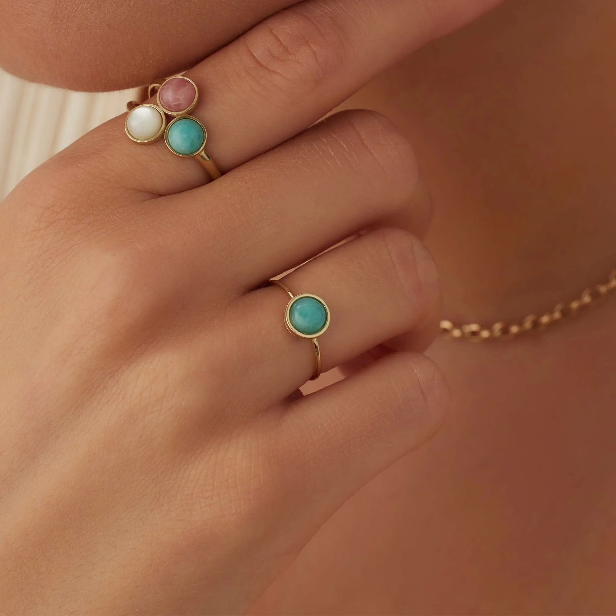 Belleville Emmalyn 14 karat gold ring with amazonite gemstone