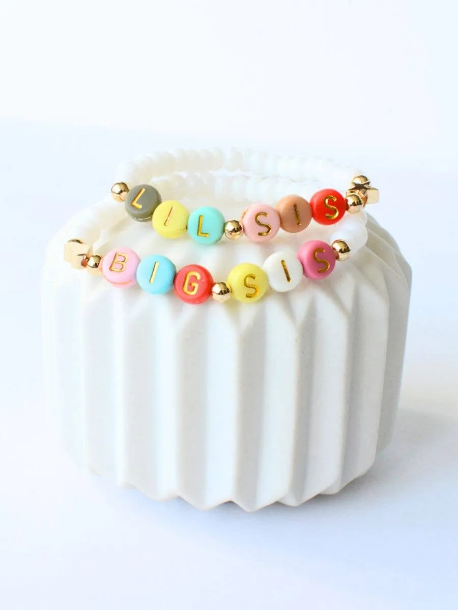 Big Sis Lil Sis Best Friends Bracelets - Pearl / Multi Colored