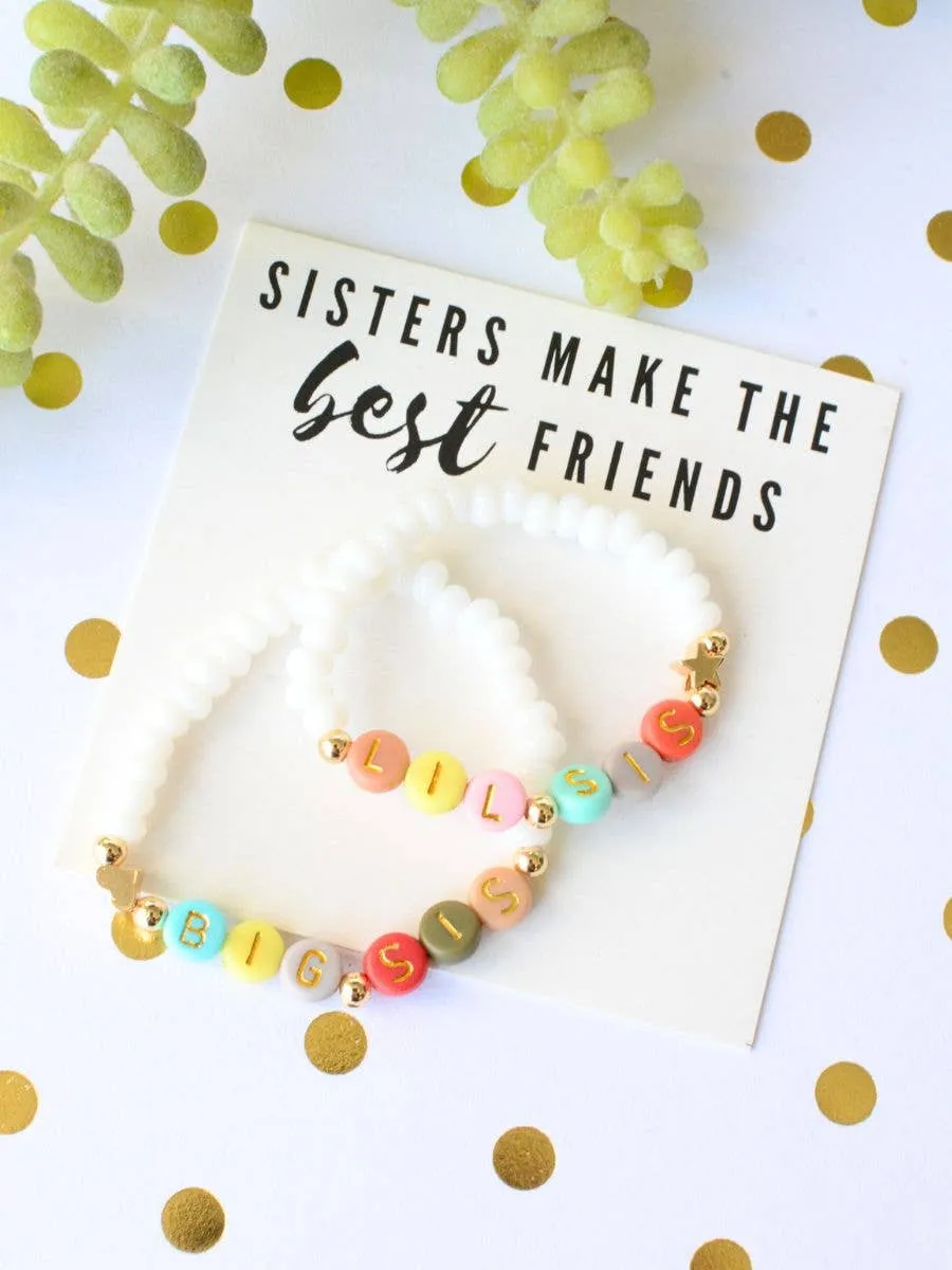 Big Sis Lil Sis Best Friends Bracelets - Pearl / Multi Colored