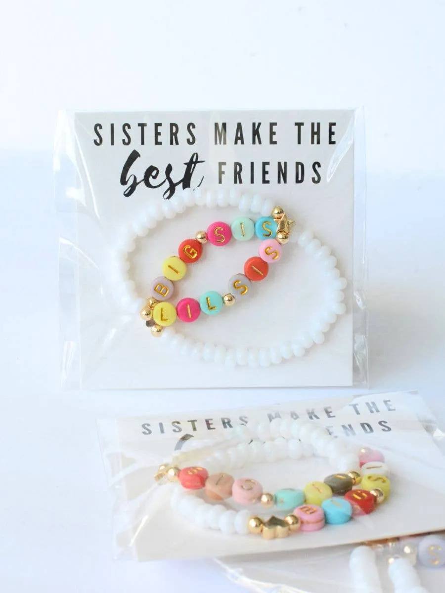 Big Sis Lil Sis Best Friends Bracelets - Pearl / Multi Colored