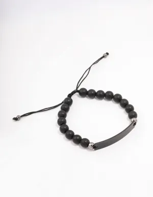 Black Beaded Bar Toggle Bracelet