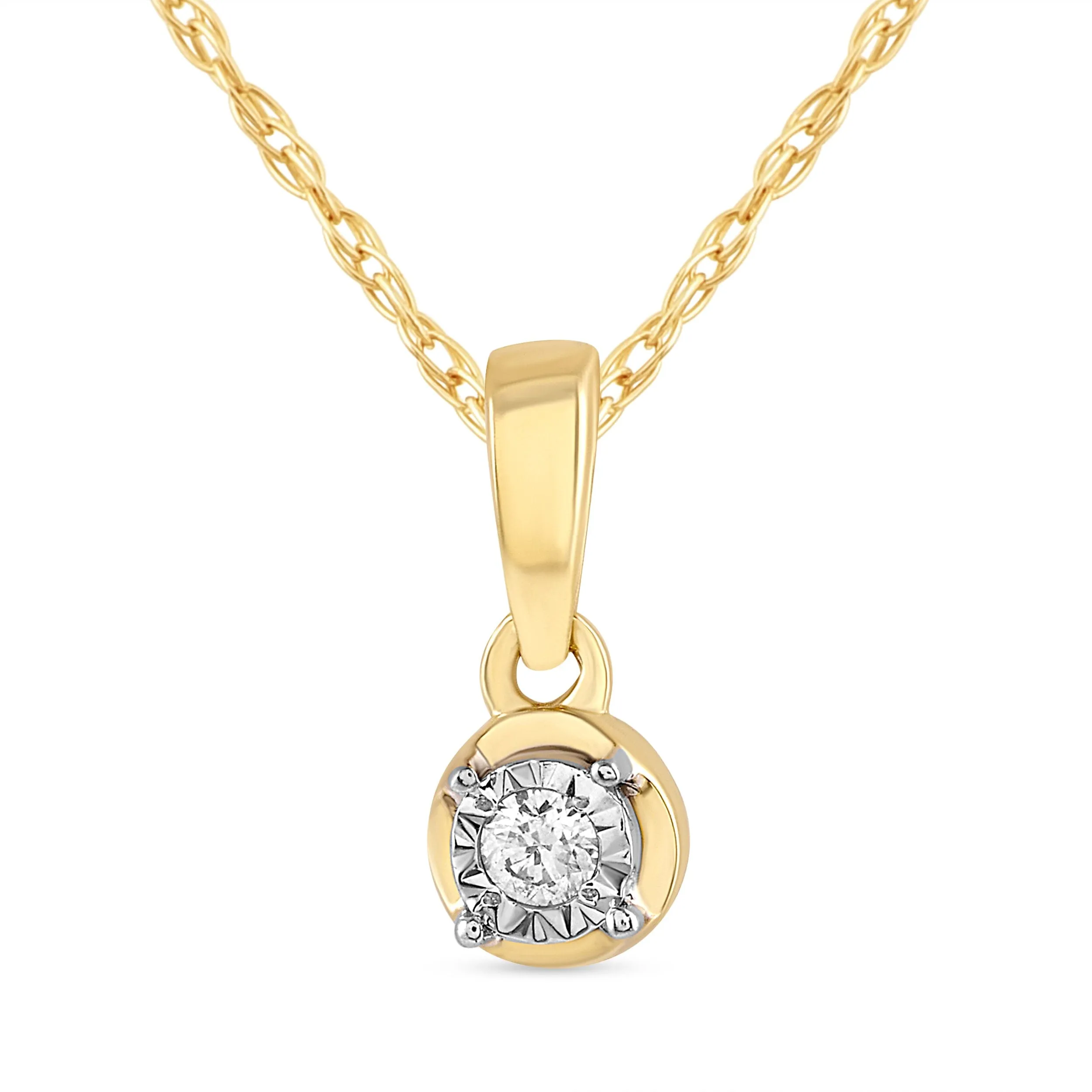 Brilliant Solitaire Pendant Necklace with 0.02ct of Diamonds in 9ct Yellow Gold