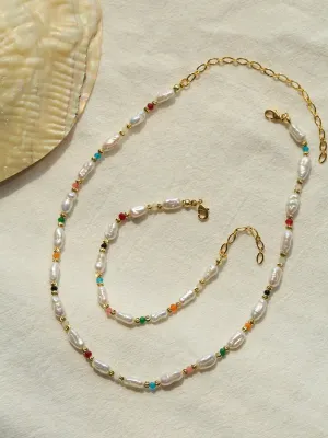 Candy-Colored Gemstone and Popcorn Pearl Beaded Necklace