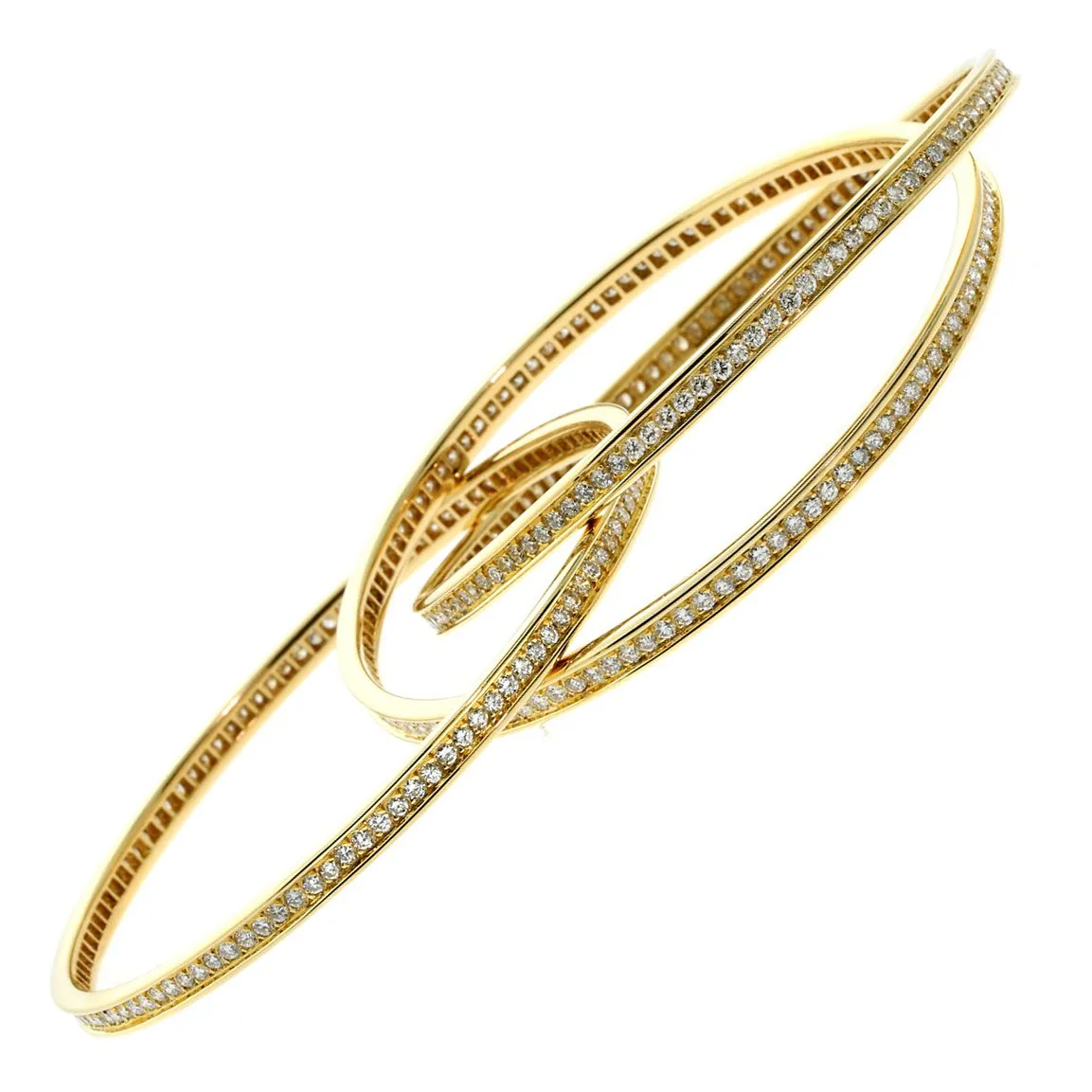 Cartier Trinity 6.45ct Full Diamond Yellow Gold Bangle Bracelet