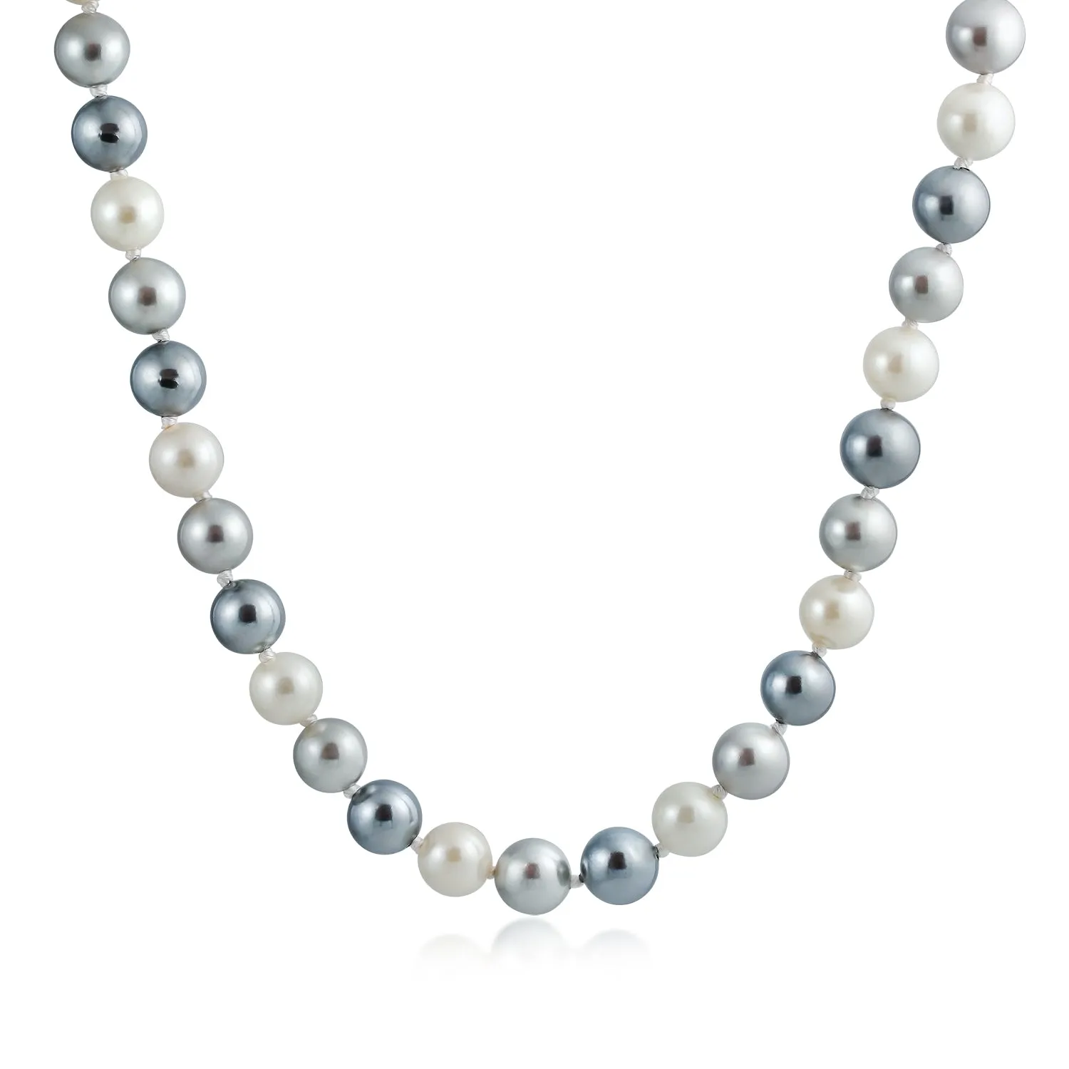 Classic Multicolor Hand Knotted Simulated Pearl Strand Necklace 10MM