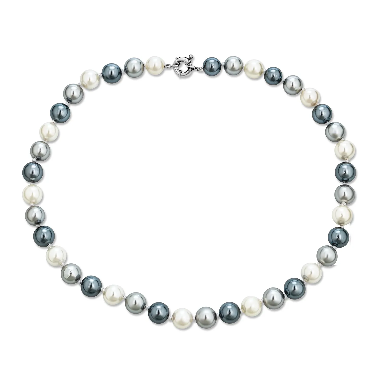 Classic Multicolor Hand Knotted Simulated Pearl Strand Necklace 10MM