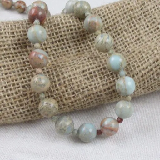 Classic Snake Skin Jasper Beaded Gemstone Necklace