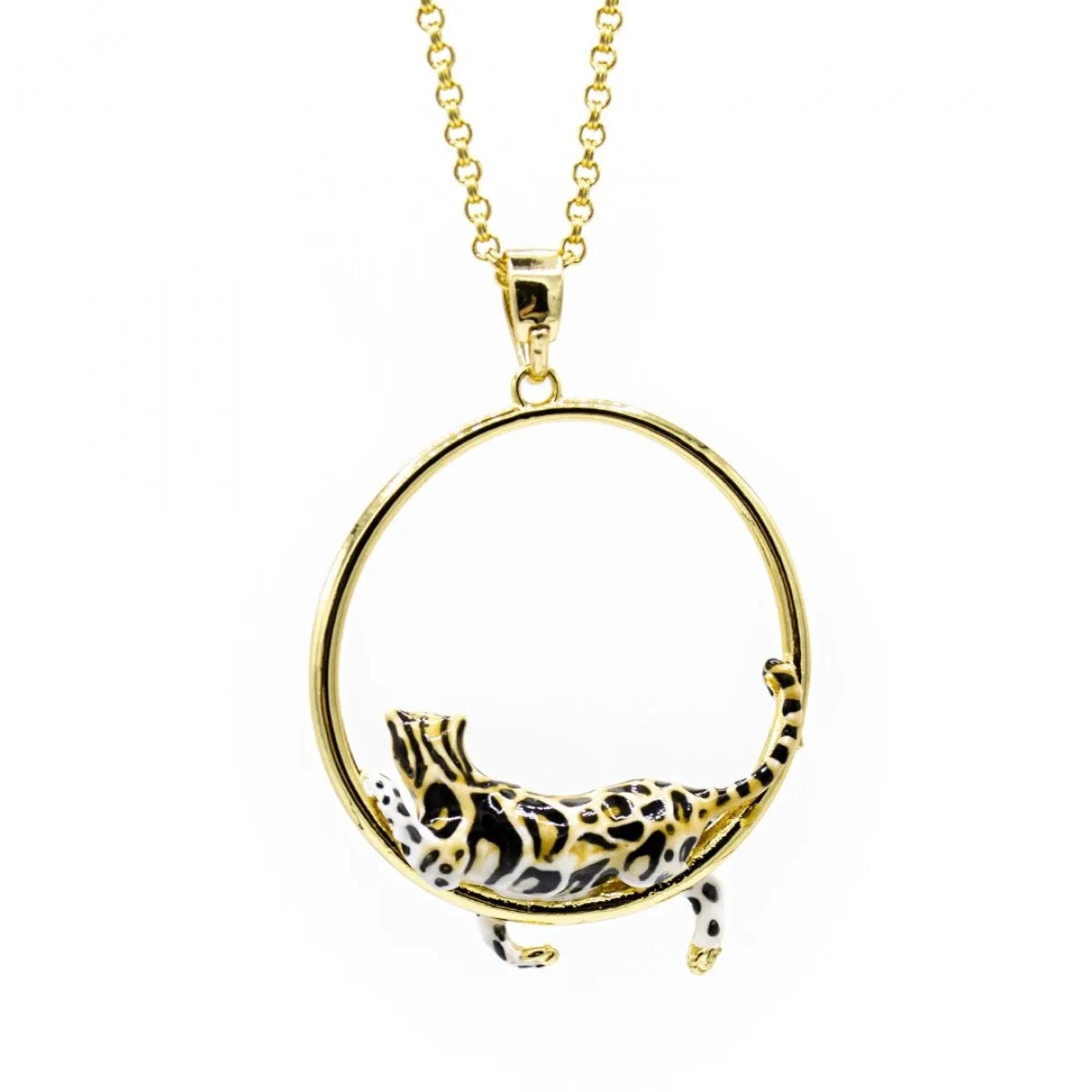 Clouded Leopard Hoop Necklace