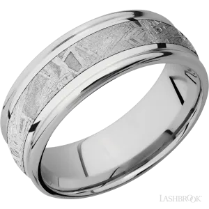 Cobalt Chrome Band with Polish , Polish Finish and Meteorite Inlay - 8MM