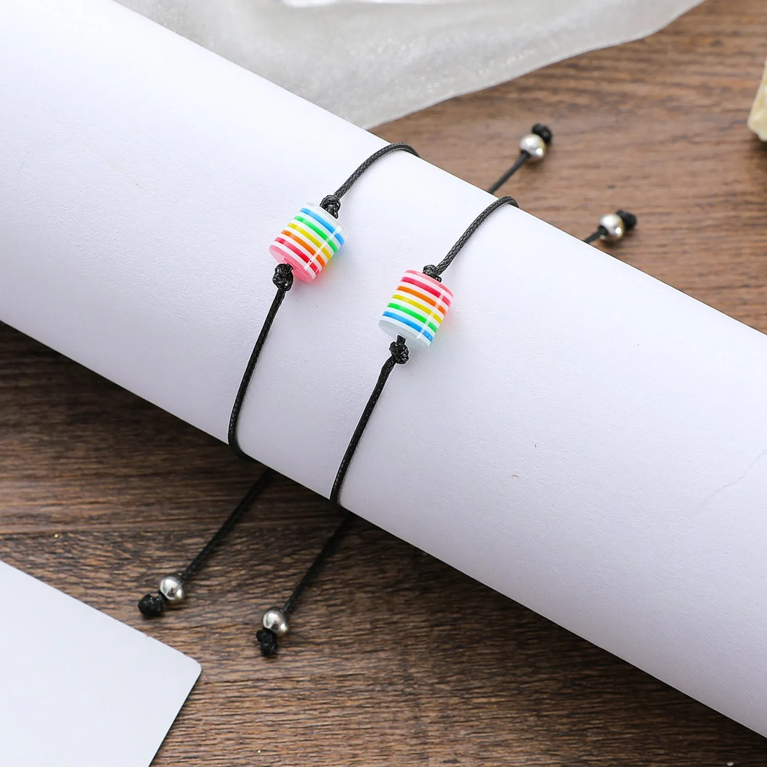 Colorful Cylindrical Bead Card Bracelet Fashion