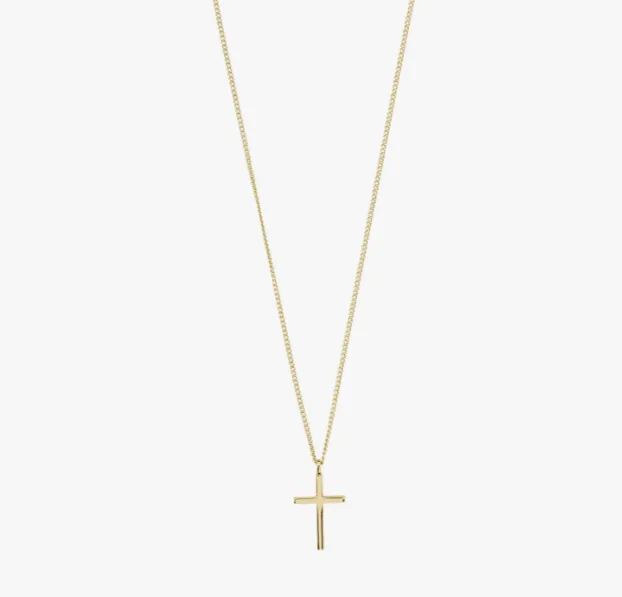 Daisy Recycled Cross Pendant Necklace - Gold Plated