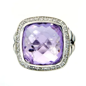 David Yurman Albion Amethyst & Diamond Ring 14mm