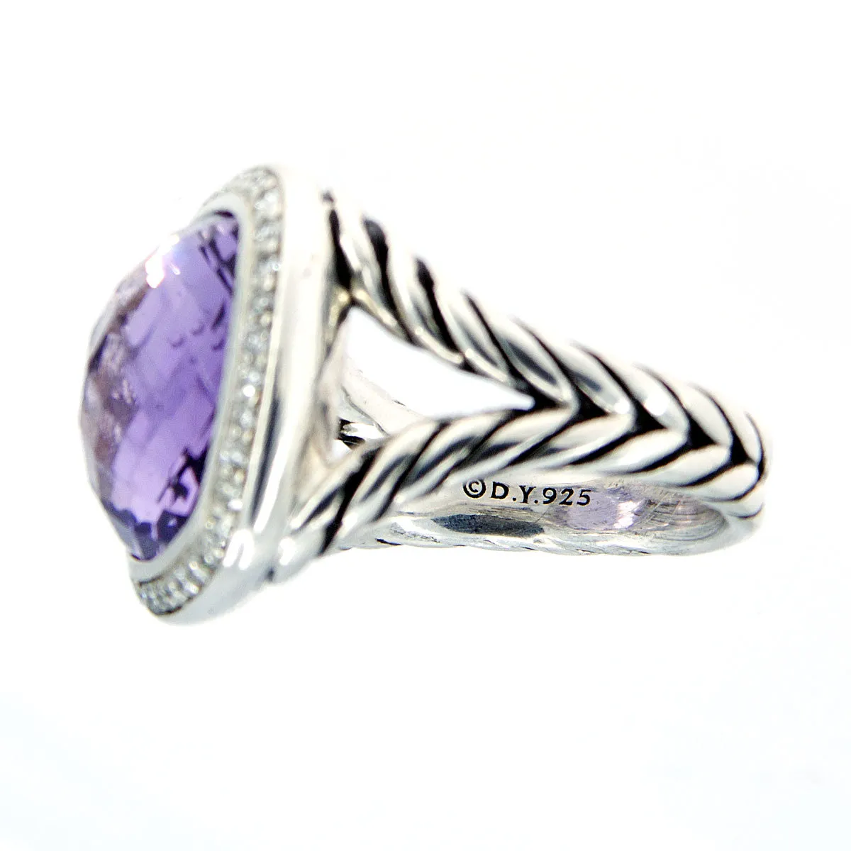 David Yurman Albion Amethyst & Diamond Ring 14mm