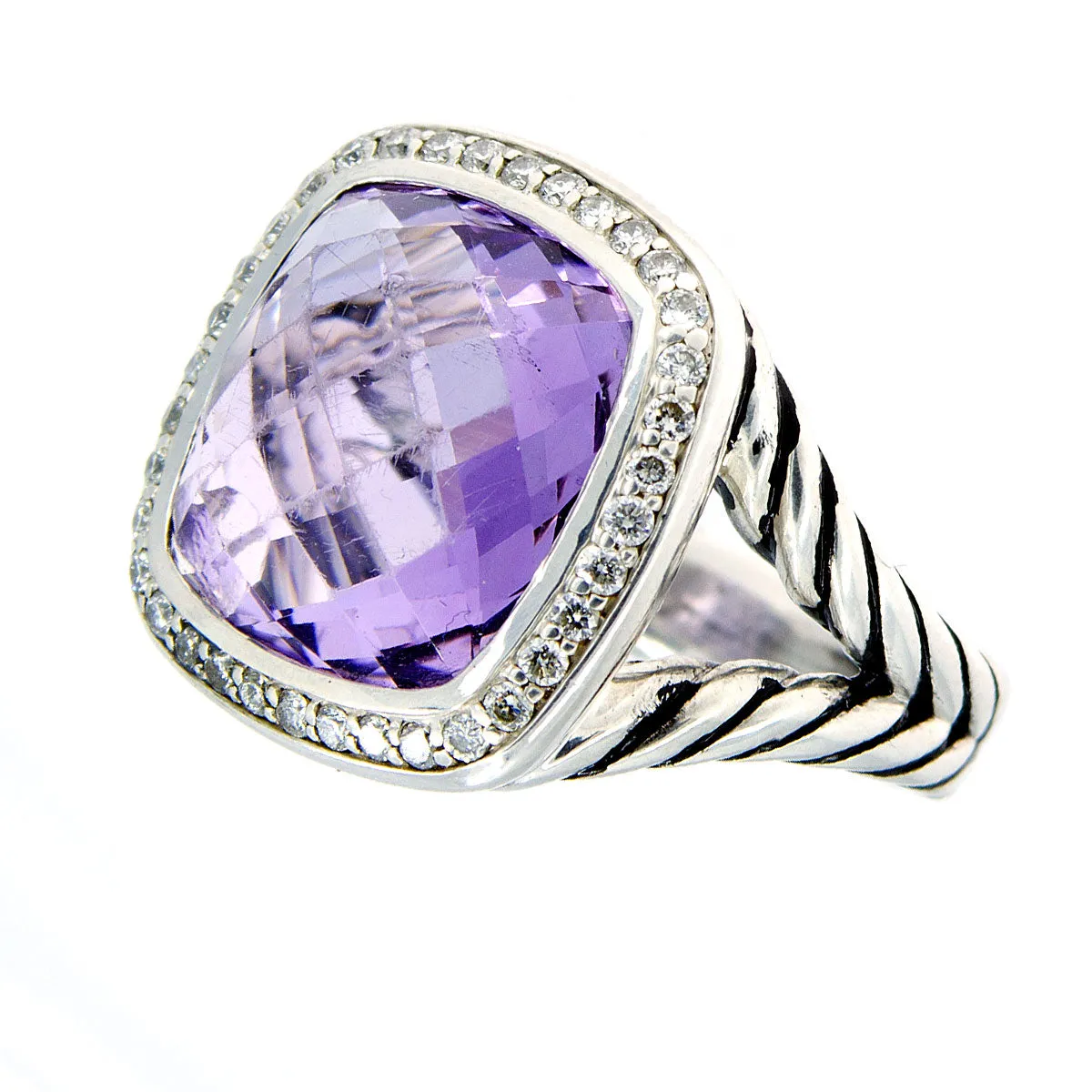 David Yurman Albion Amethyst & Diamond Ring 14mm