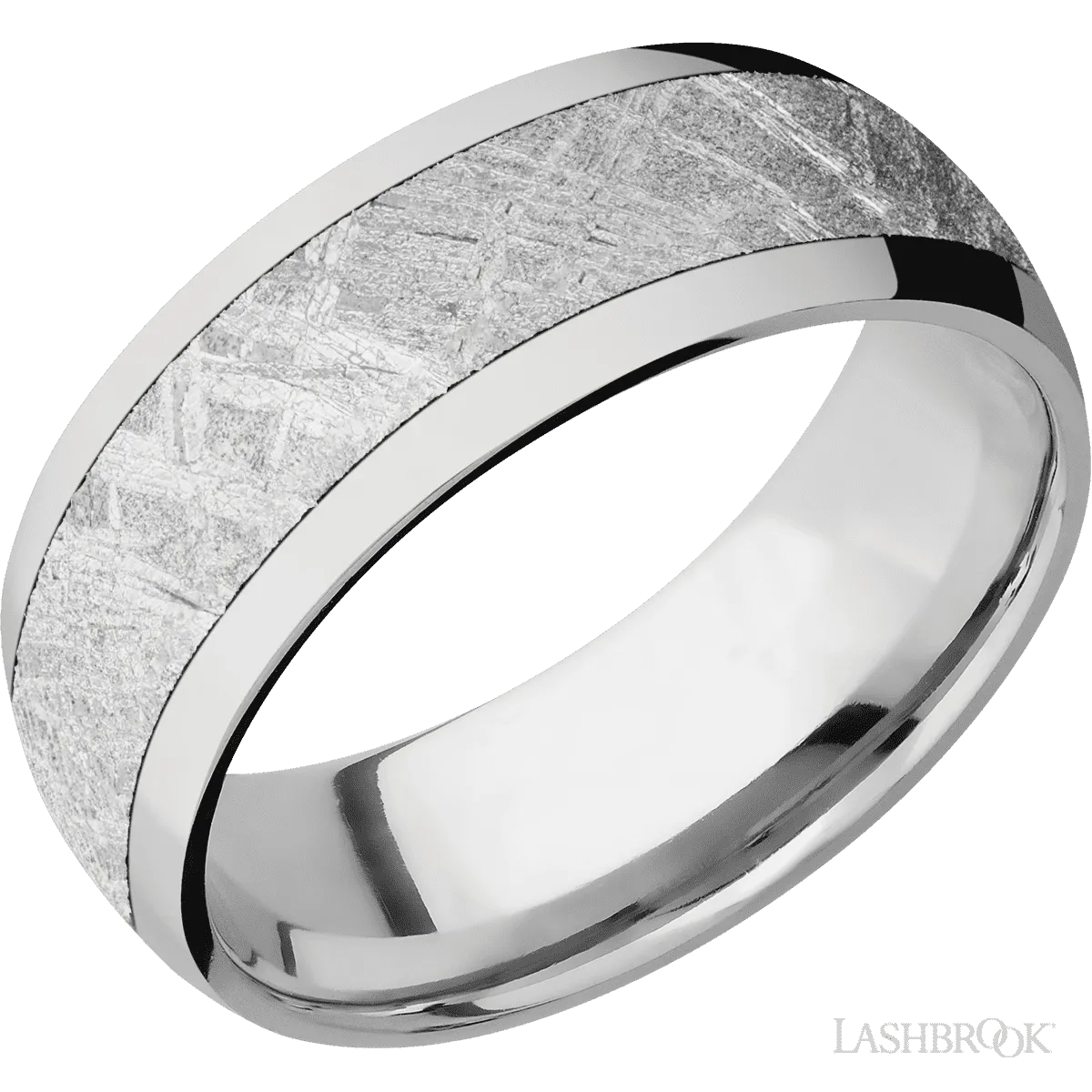 Domed Titanium with Polish Finish and Meteorite Inlay - 8MM